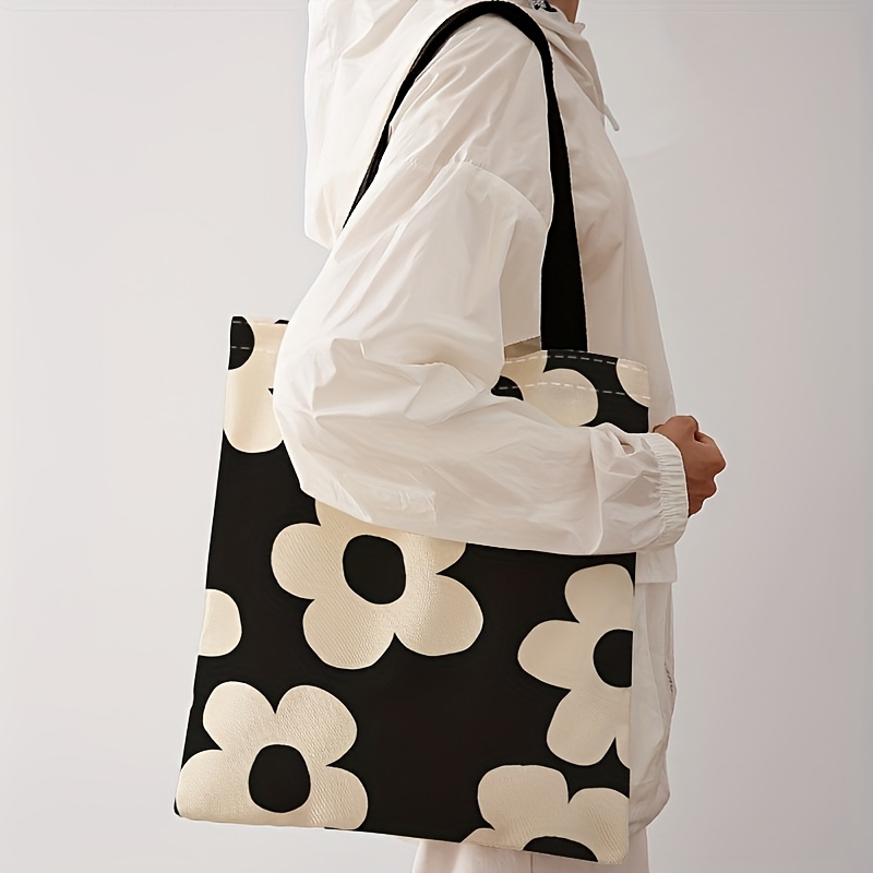 Canvas Tote Bag - Yellow flower printed tote bag, reusable