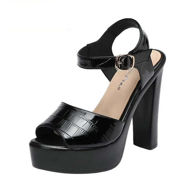 Women Fashion Model - 10cm 13cm Fashion Genuine Leather Sandals