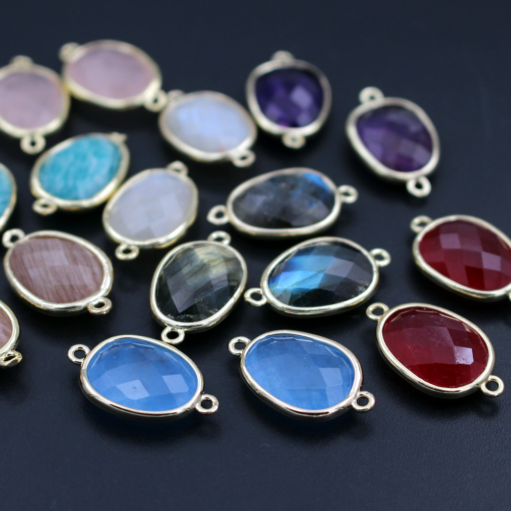 Women'S Fashion Earrings - 10pcs Fashion Faceted Natural Stone Connectors