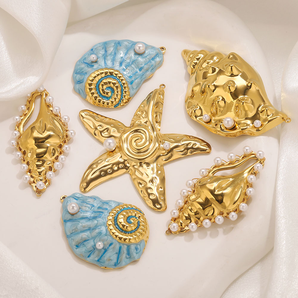 Women'S Fashion Earrings - 1pcs Large Conch Starfish Shell Enamel