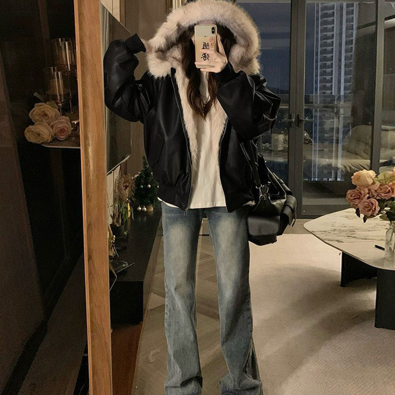 Winter Thick Warm Fleece Hoode - Women'S Fashion Bomber Jacket ulasan dan harga