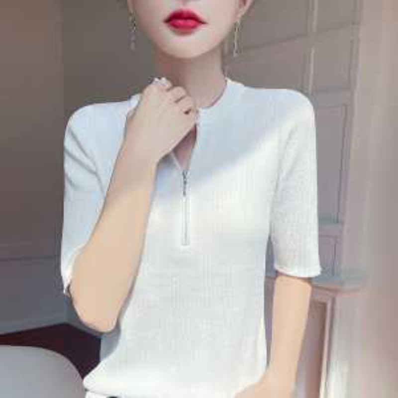 Womens Red Half Zip Knit T Shi - Women'S Fashion Quarter Zip ulasan dan harga