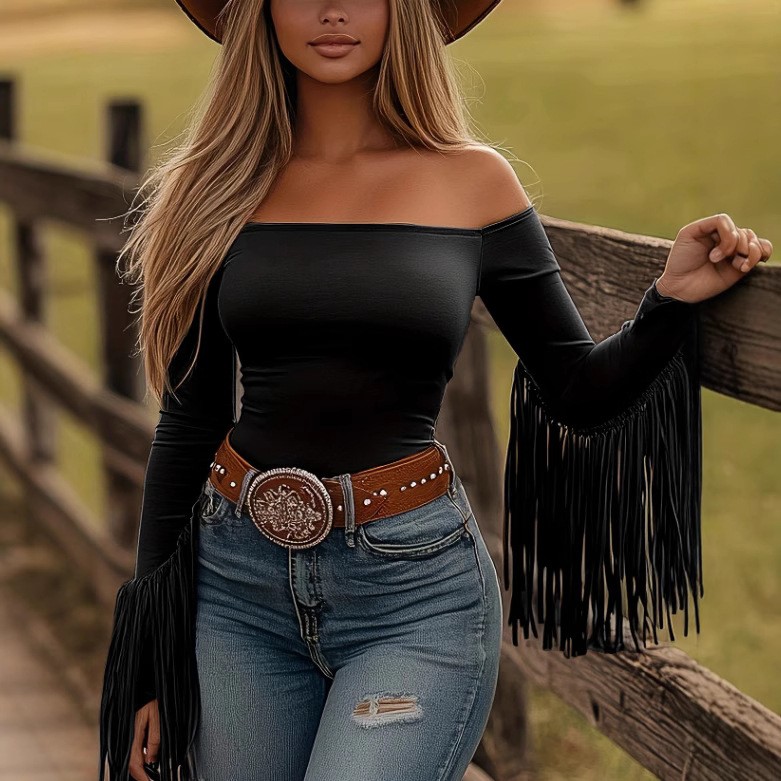 Women Clothes Blouse Fringe De - Women Fashion Style ulasan dan harga