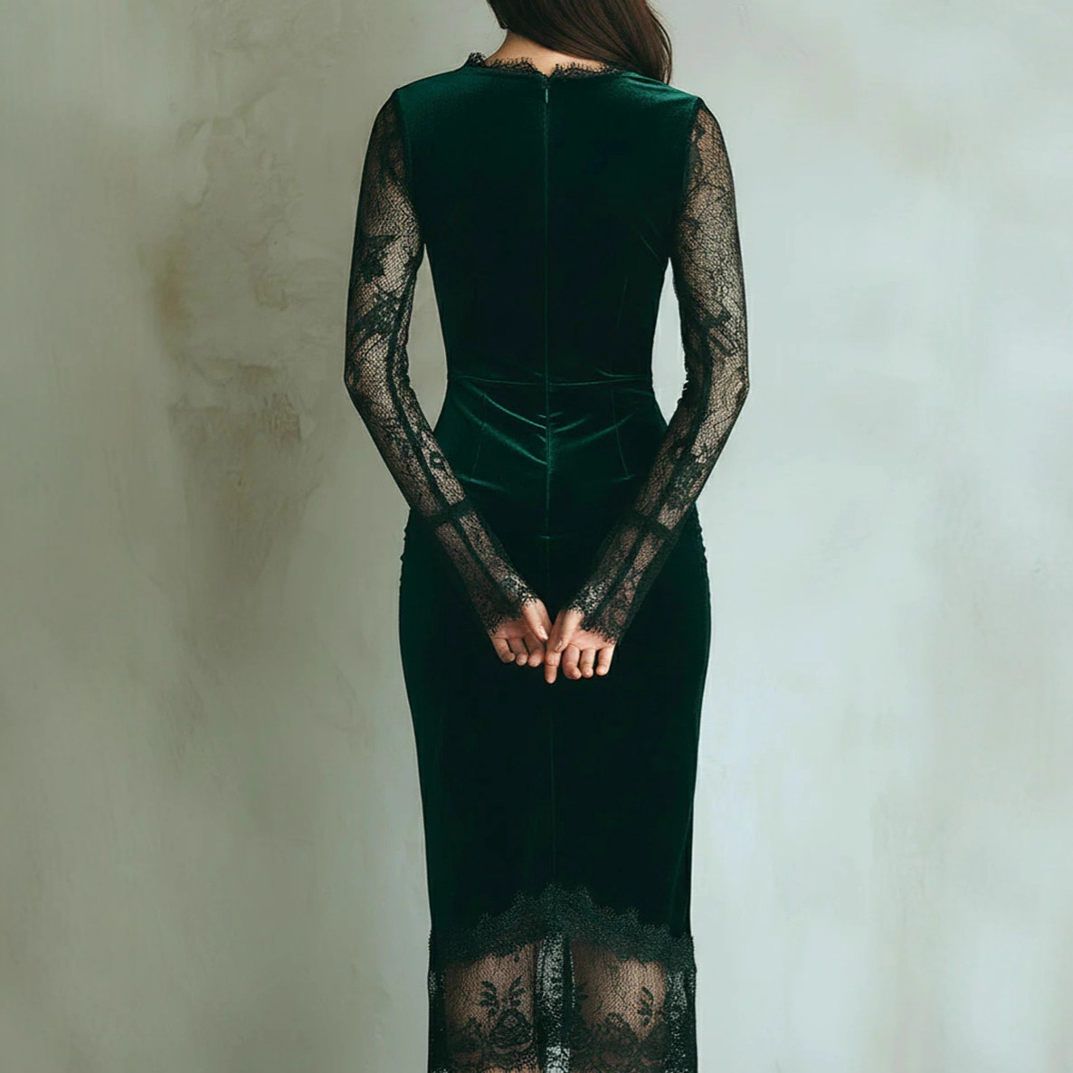 Elegant Lace Embroidery Velvet - Women'S Fashion Quarter Zip ulasan dan harga
