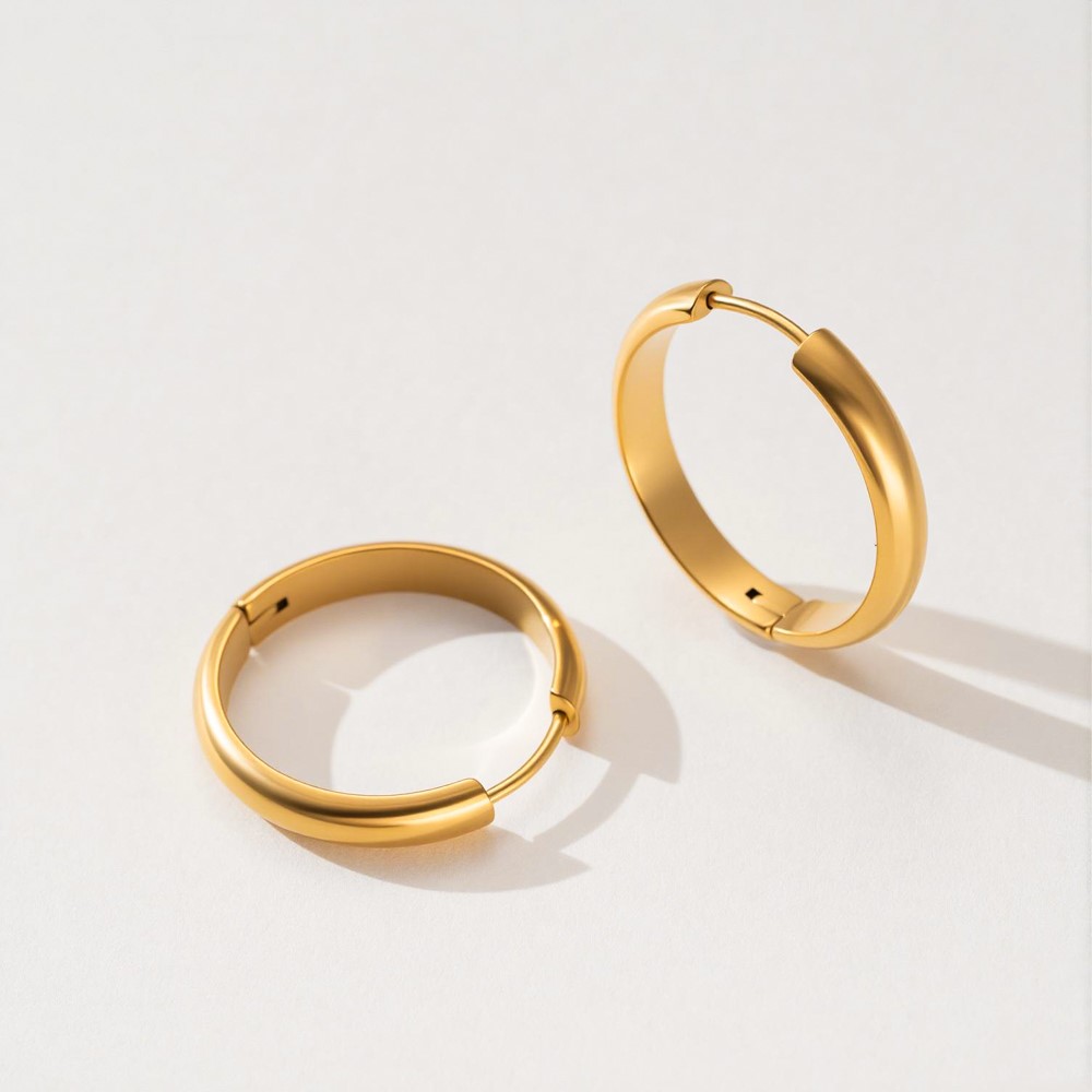 4Pcs Stainless Steel Round Hoo - Women'S Fashion Earrings ulasan dan harga