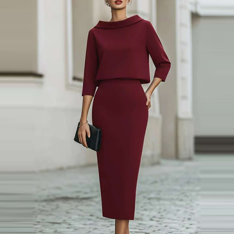 Elegant Solid Slim Half Skirts - Women'S Fashion Quarter Zip ulasan dan harga