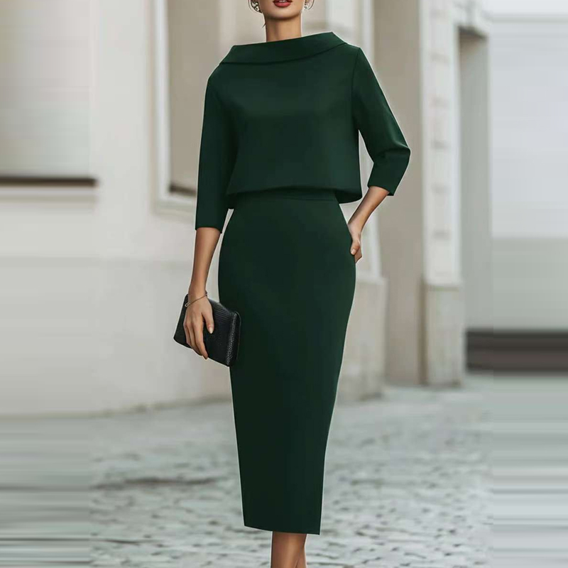 Elegant Solid Slim Half Skirts - Women'S Fashion Quarter Zip ulasan dan harga