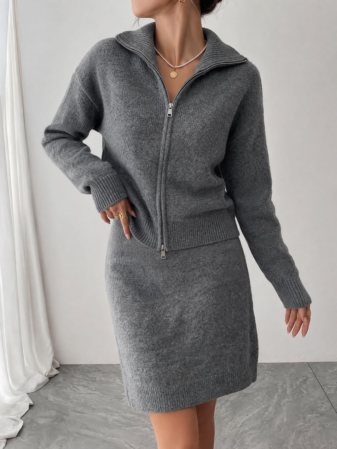 Early Autumn Elegant Knit Zip  - Women'S Fashion Quarter Zip ulasan dan harga