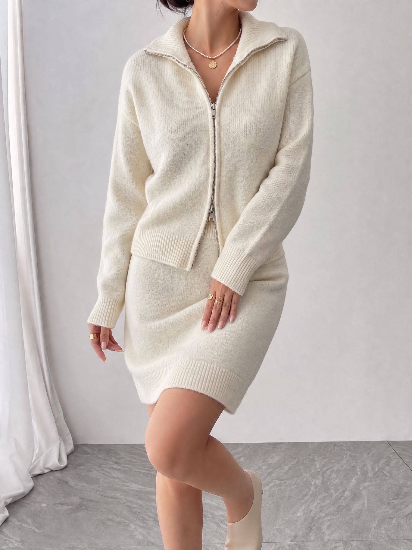Early Autumn Elegant Knit Zip  - Women'S Fashion Quarter Zip ulasan dan harga