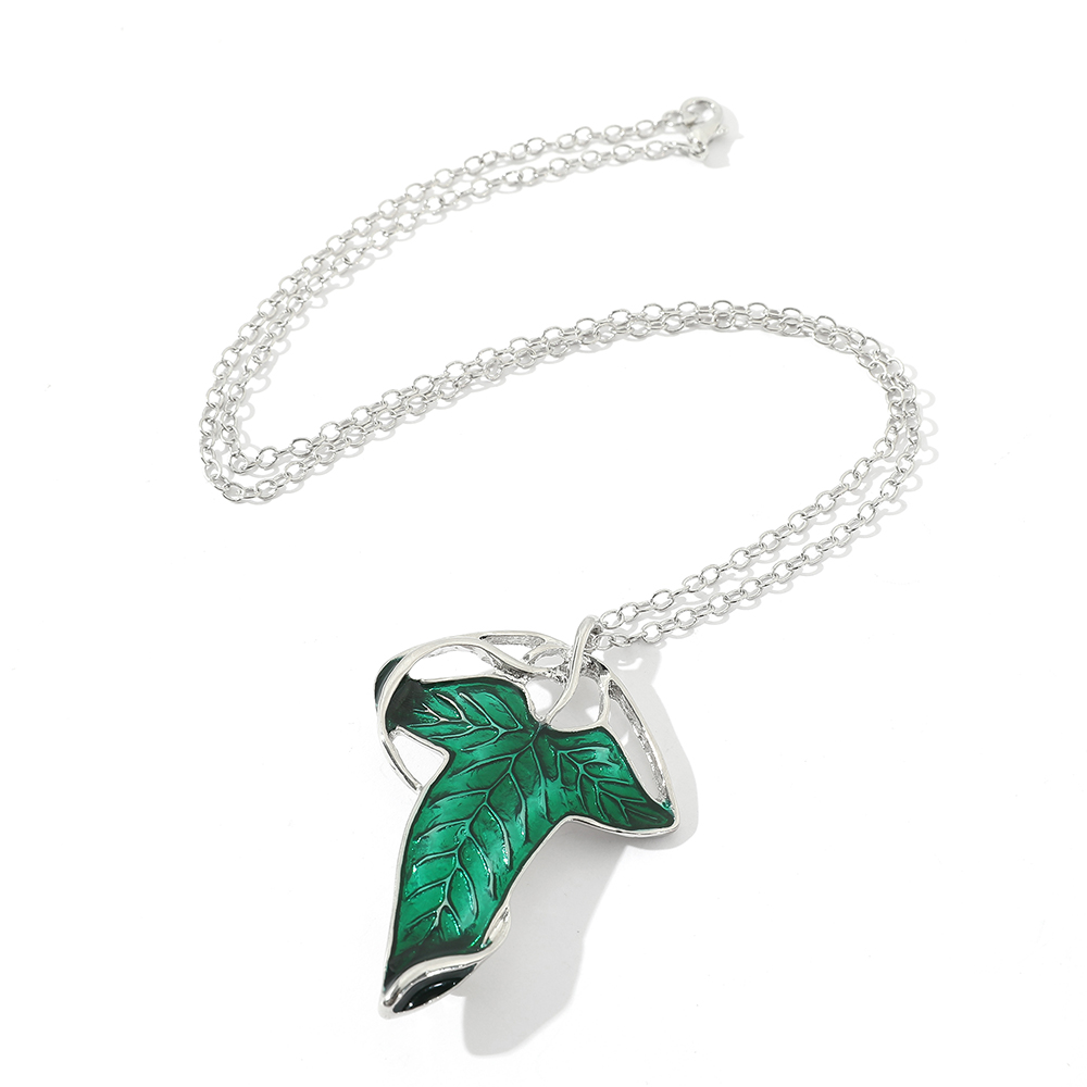 Vintage Green Leaf Pendant Nec - Women Fashion Model ulasan dan harga