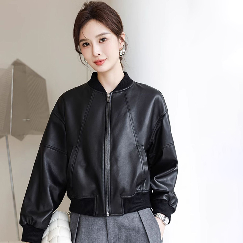 American Retro Faux Leather Ja - Women'S Fashion Bomber Jacket ulasan dan harga