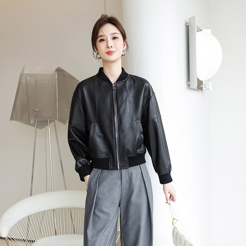 American Retro Faux Leather Ja - Women'S Fashion Bomber Jacket ulasan dan harga