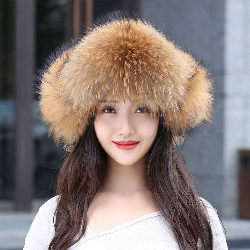 100% Real Fox Fur Hats Women's - Women'S Fashion Bomber Jacket ulasan dan harga