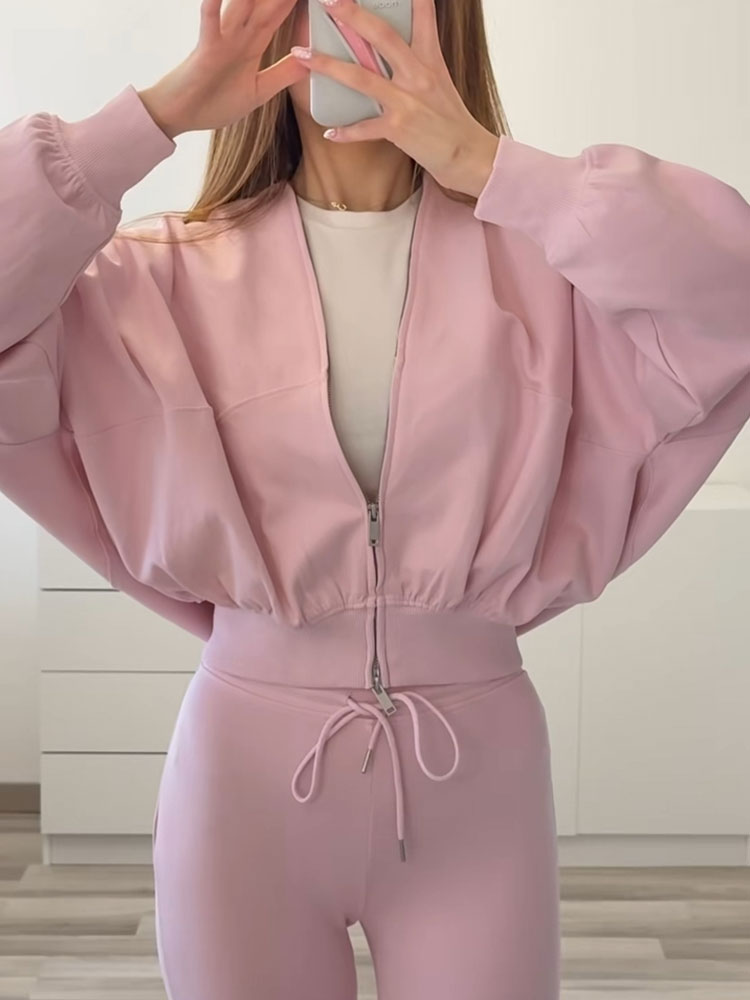 HH Women Elegant Solid Flared  - Women'S Fashion Bomber Jacket ulasan dan harga