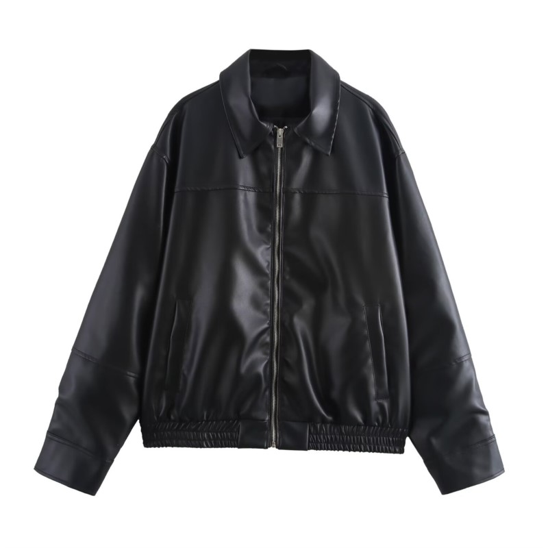 Vintage PU Leather Bomber Jack - Women'S Fashion Bomber Jacket ulasan dan harga