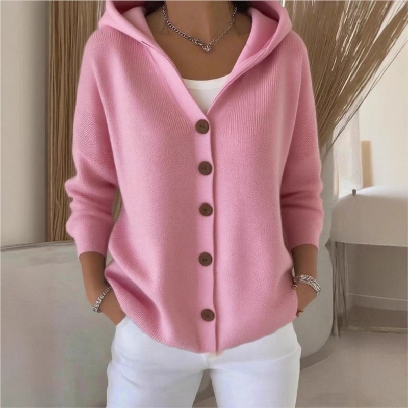Simple Fashion Knitted Hooded  - Women'S Fashion Quarter Zip ulasan dan harga