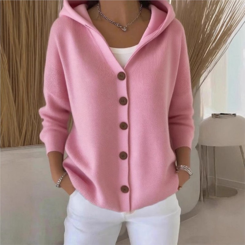 Simple Fashion Knitted Hooded  - Women'S Fashion Quarter Zip ulasan dan harga