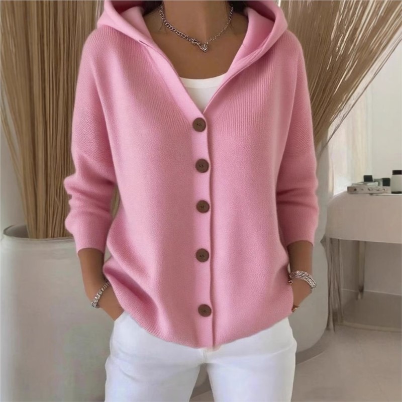 Simple Fashion Knitted Hooded  - Women'S Fashion Quarter Zip ulasan dan harga