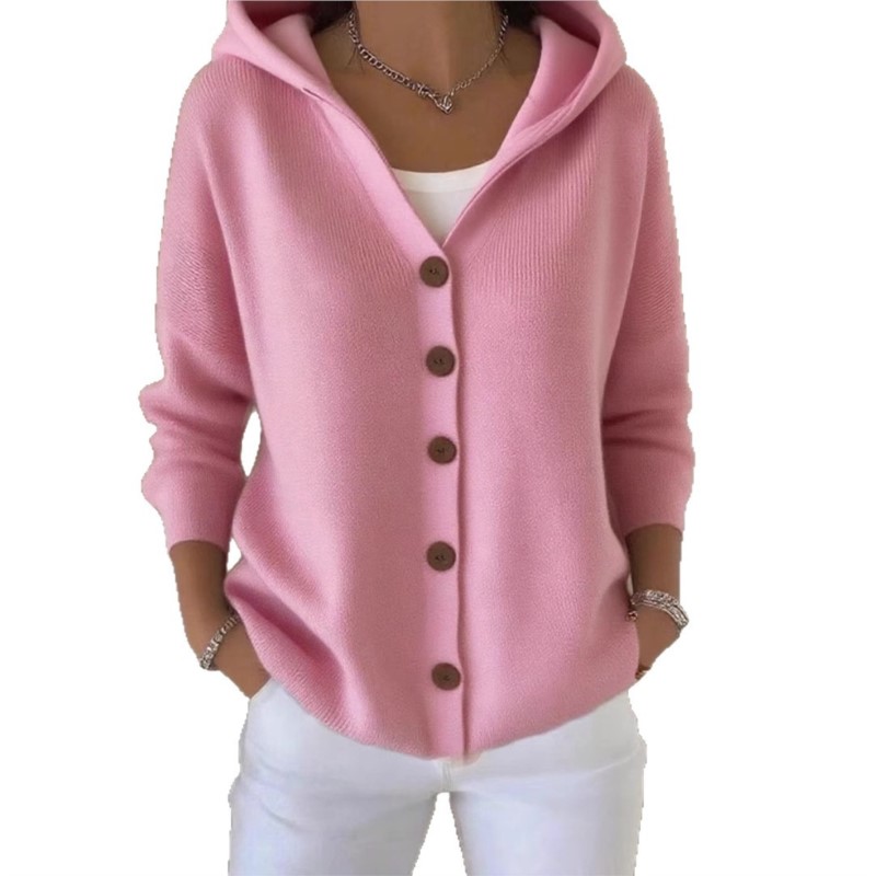 Simple Fashion Knitted Hooded  - Women'S Fashion Quarter Zip ulasan dan harga