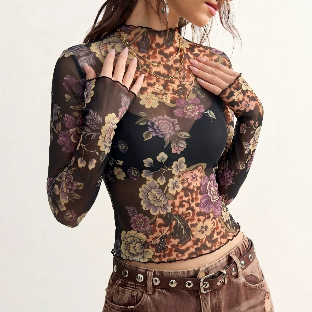 B 2026 Retro Flower Print See  - Women Fashion Style ulasan dan harga