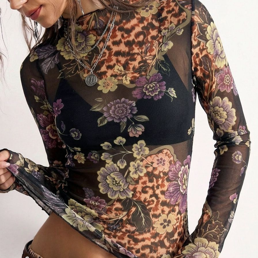B 2026 Retro Flower Print See  - Women Fashion Style ulasan dan harga
