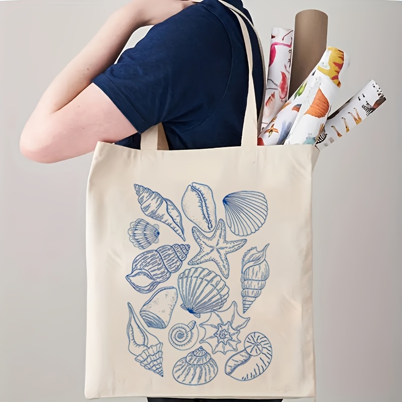 2026 Starfish and Shell Patter - Canvas Tote Bag ulasan dan harga