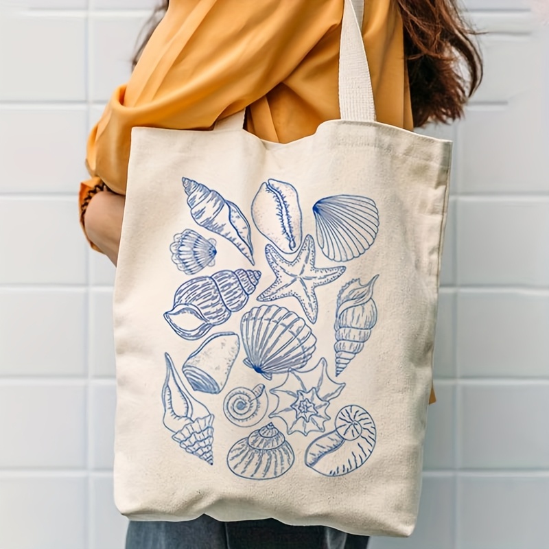2026 Starfish and Shell Patter - Canvas Tote Bag ulasan dan harga